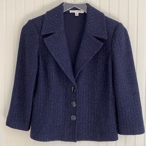 St. John Knitwear Textured Blazer Navy